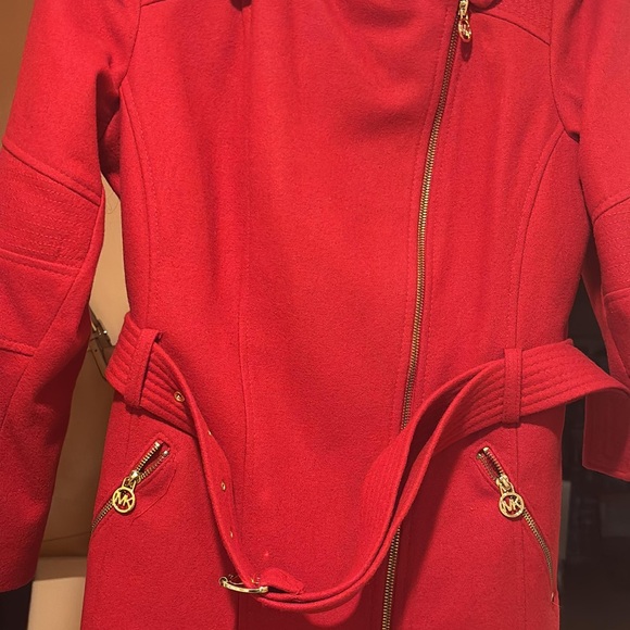 Michael Kors Red Trench Coat with Gold Details - Picture 2 of 5